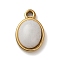 Natural Quartz Crystal Pendants, 304 Stainless Steel Oval Rock Crystal Charms, Golden, 15.5x10x5.5mm, Hole: 1.6mm