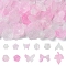 60G Transparent Acrylic Beads, Frosted, Two Tone, Mixed Shapes, Pearl Pink, 12~30.5x11.5~39.5x2.5~9mm, Hole: 1.6~2.7mm