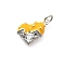 925 Sterling Silver Enamel Heart Ice Cream Charms, with Jump Rings, Silver Color Plated, Gold, 8x11.5x3.2mm, Hole: 2.5mm