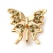 3 Hole Brass Micro Pave Cubic Zirconia Multi-strand Links, Butterfly, Real 18K Gold Plated, Olive, 16x16x6mm, Hole: 1.6mm