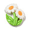 Opaque Resin Decoden Cabochons, Flower, White, 29x27x7.5mm