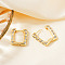 Brass Clear Cubic Zirconia Hoop Earrings, Golden, Rectangle, 22x18mm