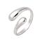 Non-Tarnish 304 Stainless Steel Open Cuff Ring for Women, Stainless Steel Color, Inner Diameter: 17mm