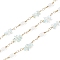 Brass Link Chains, with Glass & Opalite Beads, Long-Lasting Plated, Soldered, with Spool, Golden, 20x4.5mm, about 16.40 Feet(5m)/Roll