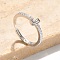 S925 Sterling Silver Adjustable Letter Rings for Women, with Micro Pave Cubic Zirconia, Letter J, 2mm,US Size 5 1/2(16.1mm), Letter: 5x4mm