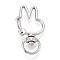 Alloy Swivel Snap Hook Clasps, Rabbit, Platinum, 35.2x19x5.5~6mm, Hole: 5x8.6~9mm