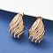 304 Stainless Steel Teardrop Stud Earrings, with Rhinestone, Rose Gold, 26x17mm