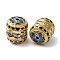 Rack Plating Brass Enamel Beads, Long-Lasting Plated, Cadmium Free & Lead Free, Column with Flower Pattern, Real 18K Gold Plated, 18x15.5mm, Hole: 2mm