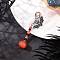 Halloween Handmade Glass Seed Beaded Pendants Decorations, with Alloy Lobster Claw Clasps, with Enamel Bat, Mixed Color, 66mm
