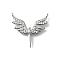 Brass Micro Pave Cubic Zirconia Pendants, Wing Charms, Cadmium Free & Lead Free, Long-Lasting Plated, Rack Plating, Platinum, 19.5x20.5x2mm, Hole: 1mm