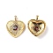 Brass Micro Pave Clear Cubic Zirconia Pendants, with Glass, Heart Charm, Real 18K Gold Plated, 20.5x17.5x5mm, Hole: 2x3.6mm