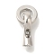 Brass Fold Over Clasps, Ring, Platinum, 18.5mm, Round: 8.5x8.5x2.3mm, Clasp: 14x6.5x4mm