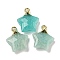 Natural Amazonite Pendants, with Rack Plating Brass Findings, Star, 18x15x6mm, Hole: 2mm