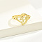 Brass Alphabet Adjustable Rings for Women, with Heart, Letter P, 17mm, US Size 6 1/4(16.7mm)