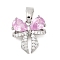 Brass Micro Pave Cubic Zirconia Pendants, Bowknot, Platinum, 15.5x14.5x5mm, Hole: 6x3.4mm
