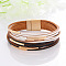 Two Tone Imitation Leather Multi-strand Bracelets for Women, with Golden Magnetic Clasps, Black, 7-5/8 inch(19.5cm)