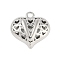 Hollow Brass Pendants for Valentine's Day, Heart with Letter, Real Platinum Plated, Letter V, 25x26x13mm, Hole: 2.5mm