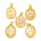 Natural Yellow Shell Carved Nine Tailed Fox Pendants, Rack Plating Brass Oval Charms, Golden, 25x17x3.5mm, Hole: 3.5x5mm