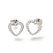 304 Stainless Steel Micro Pave Clear Cubic Zirconia Stud Earrings, Heart, Stainless Steel Color, 10x11mm