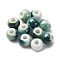 Handmade Porcelain Beads, Round, Teal, 6~7x5~6mm, Hole: 2mm