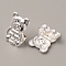 Brass Ear Nuts, Earring Backs, Bear, Silver, 14x10x5mm, Hole: 3.5x4mm