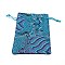 Silk Pouches, Drawstring Bag, Rectangle with Wave Pattern, Dark Cyan, 14.2x10x0.4cm