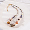 Natural Freshwater Pearl & Natural Tourmaline Nuggets Graduated Beaded Necklaces, Golden, Colorful, 15.75 inch(40cm)
