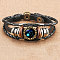 12 Constellations PU Leather Multi-strand Bracelets for Men Women, with Alloy Glass Charms, Taurus, 7-1/8~10-1/4 inch(18~26cm)