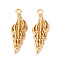 304 Stainless Steel Pendants, Conch Charm, Ion Plating(IP), Real 18K Gold Plated, 37x13x6mm, Hole: 2.2mm