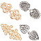 4Pcs 4 Styles Alloy Interlocking Clasps, Hook Clasps, with Rhinestone, Auspicious Clouds, Mixed Color, 19~48x48~68mm, 1pc/style