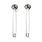 Halloween Skull 316 Surgical Stainless Steel Safety Pin Hoop Earrings for Women, Antique Silver, 39x6x9mm