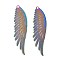 304 Stainless Steel Big Pendants, Etched Metal Embellishments, Wing Charm, Rainbow Color, 51.5x15.5x0.3mm, Hole: 1.8mm