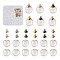 Brass Bead Cap Pendant Bails, with Round Mechanized Blown Glass Globe Beads, Mixed Color, 120pcs/Box