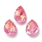 Glass Rhinestone Cabochons, Point Back & Back Plated, Faceted, Teardrop, Fuchsia, 14x10x5.5mm