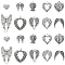 100Pcs 10 Styles Tibetan Style Alloy Charms, Heart with Wing Charms, Antique Silver, 13~39x11~26x1~5mm, Hole: 1.4~3.2mm, 10pcs/style