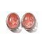 Synthetic Cherry Quartz Glass Multi-Strand Links, Oval, Cadmium Free & Lead Free, Platinum, 21x16.5x11.5mm, Hole: 3mm