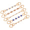5Pcs 5 Styles Evil Eye Alloy Link Chains Bag Extender Chains, with Alloy Swivel Clasps, Bag Replacement Accessories, Golden, 180~200mm, 1pc/style