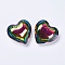 Glass Pendants, Heart, Colorful, 40~41x42~43x15mm, Hole: 2mm
