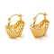 Hollow Basket Brass Hoop Earrings for Women, Golden, 27x12mm