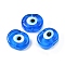 Handmade Evil Eye Lampwork Beads, Oval, Royal Blue, 16~17x20~21x8~11mm, Hole: 3~3.5mm