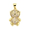 Brass Micro Pave Cubic Zirconia Pendants, Cadmium Free & Nickel Free & Lead Free, Real 18K Gold Plated, Bear, Pink, 21x13x6mm, Hole: 3x5mm