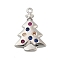 Brass Micro Pave Cubic Zirconia Pendants, Christmas Trees, Platinum, 22x15x2mm, Hole: 1.4mm
