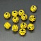 Opaque Acrylic Beads, Round, with Rhinestone, Yellow, 12x10mm, Hole: 3.7mm