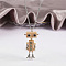 Alloy & Wood Robot Pendant Necklaces, Brass Box Chain Necklaces, Platinum, BurlyWood, 23.62 inch(60cm)