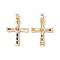 Rack Plating Brass Micro Pave Colorful Cubic Zirconia Pendants, Cadmium Free & Nickel Free & Lead Free, Cross, Real 18K Gold Plated, 29x21x2.5mm, Hole: 5x3.5mm