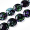 Synthetic Turquoise Beads Strands, Spray Painted, Flat Round, Black, 24x6.5mm, Hole: 0.9mm, about 16pcs/strand, 15.08''(38.3cm)