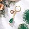 Christmas Tree with Snowflake Keychains, with Electroplate Glass Beads & Iron Split Key Rings, Golden, 90mm