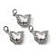 Brass Micro Pave Cubic Zirconia Pendants, Bowknot, with Glass & Loop, Long-Lasting, Lead Free & Cadmium Free, with Glitter Powder, Faceted, White, Platinum, 10.5x15.5x4.5mm, Hole: 3mm
