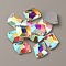 Sew on Rhinestones, Glass Rhinestone, 2-Holes Links, Garments Accessories, Irregular Rhombus, Crystal AB, 21x16x7mm, Hole: 1.2mm