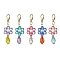 Flower Acrylic Pendant Decorations, Alloy Lobster Claw Clasps Charm for Bag Key Chain Ornaments, Mixed Color, 51.5x15.5x8mm